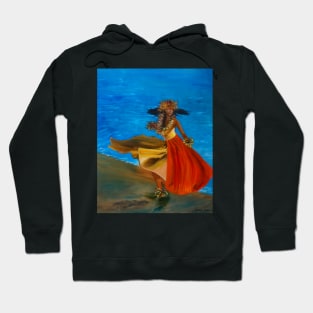 Red Dress on the Beach Hoodie